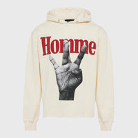 Homme + Femme Twisted Fingers Hoodie Cream with Red and Black
