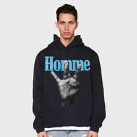 Homme + Femme Twisted Fingers Hoodie Black with Blue and Pink