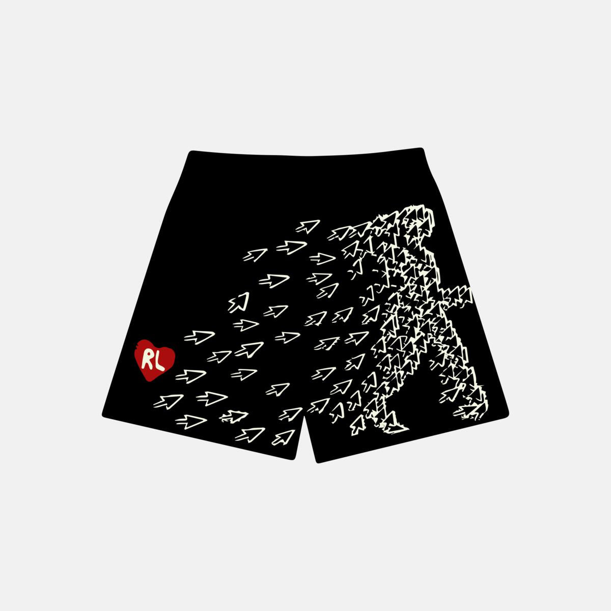 Red Letters Clicks Mesh Shorts