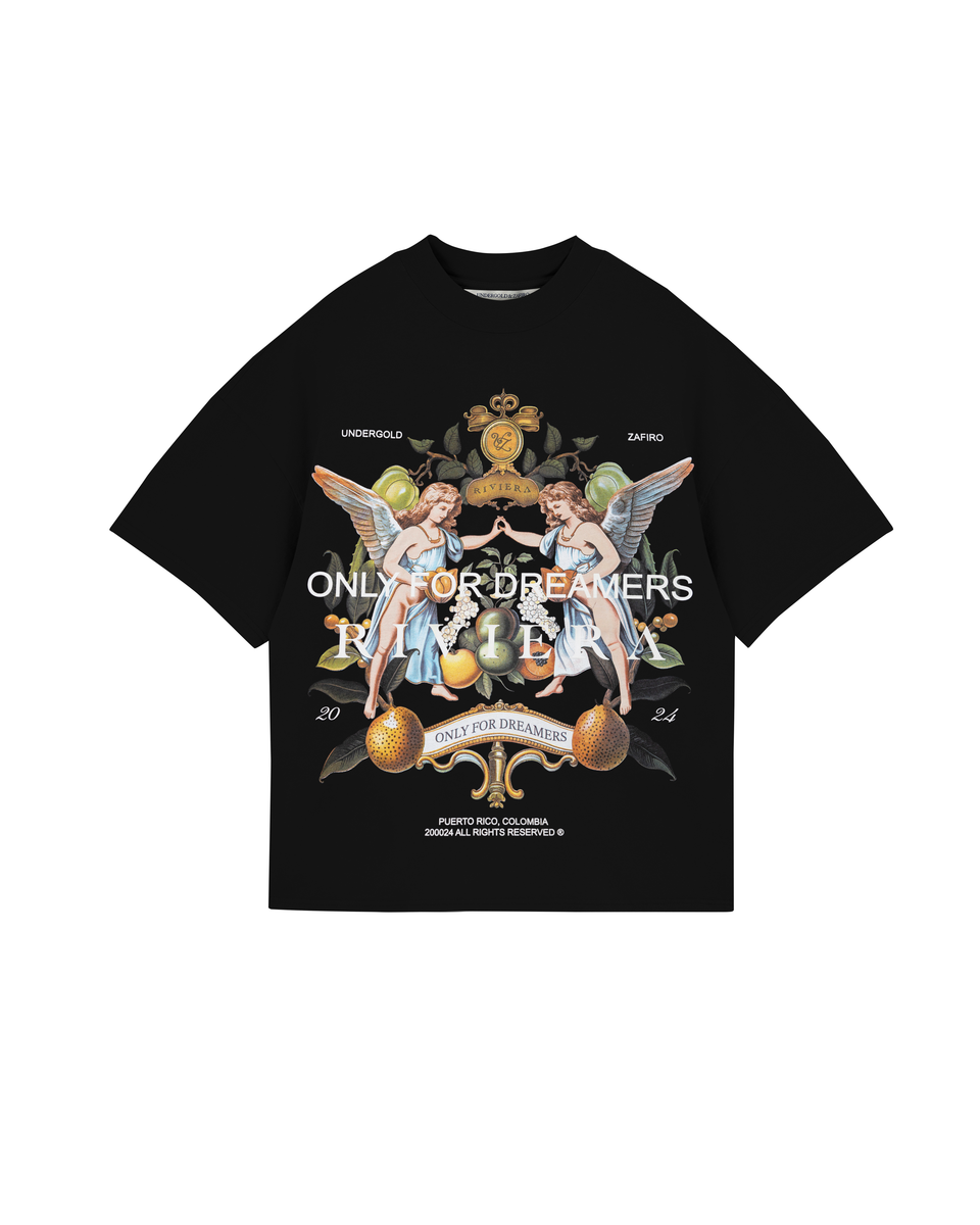 Undergold Riviera Fruit Angels Boxy Tee Black