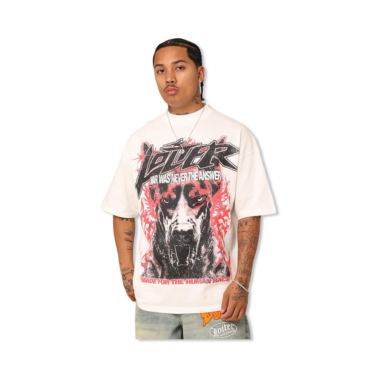 Loiter Dog Tag Oversized T-Shirt Off White