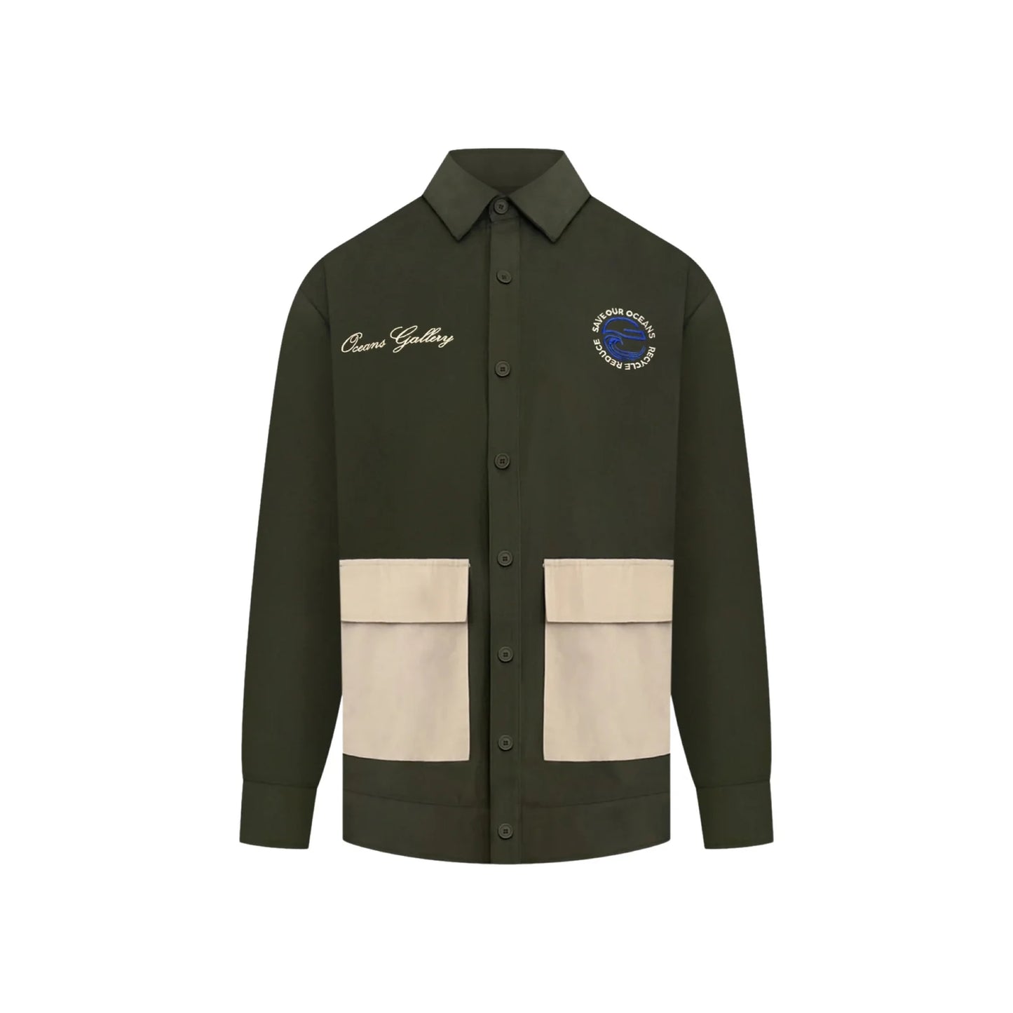 Ocean's Gallery Shacket (Green/Tan)