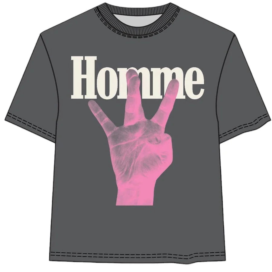 Homme + Femme  Twisted Fingers tee black with pink