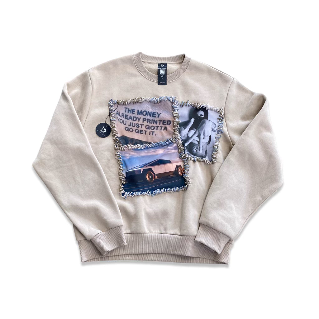 Dani Vecchio Beige Collage Crewneck