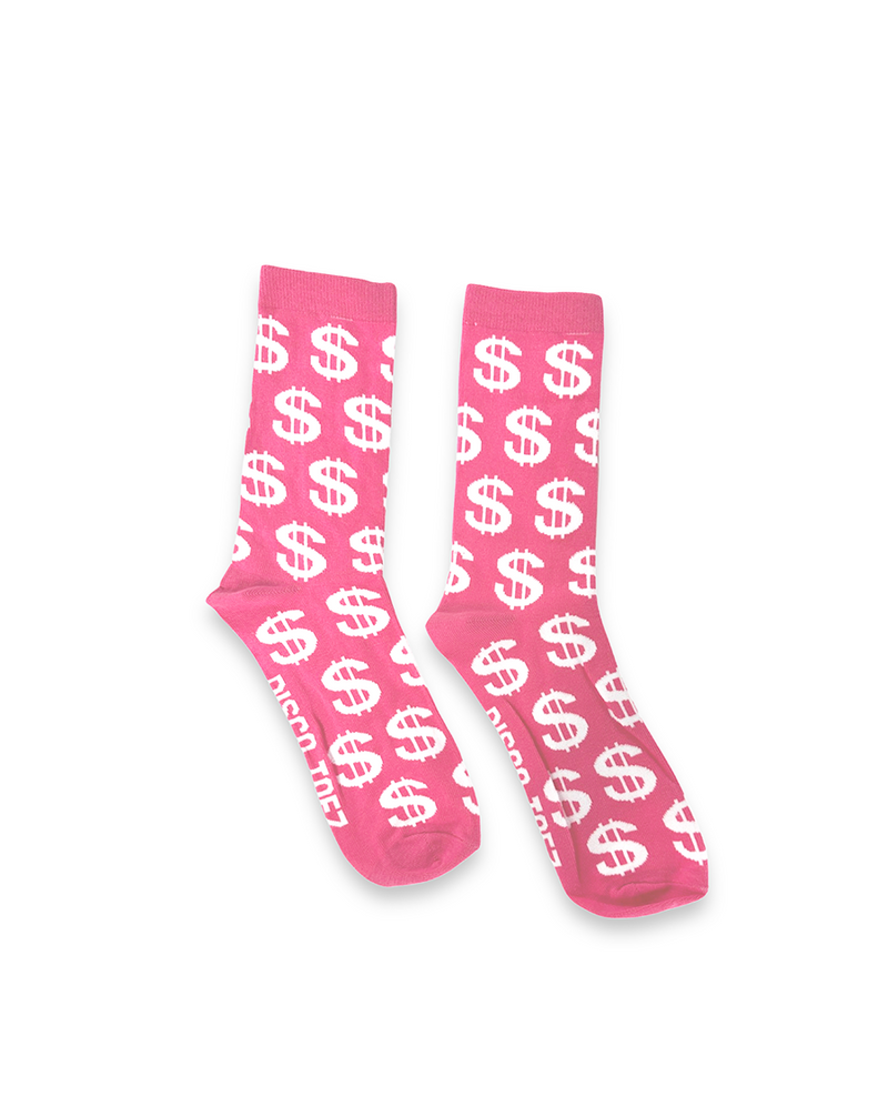 Disco Toez Pink Money Sign Socks