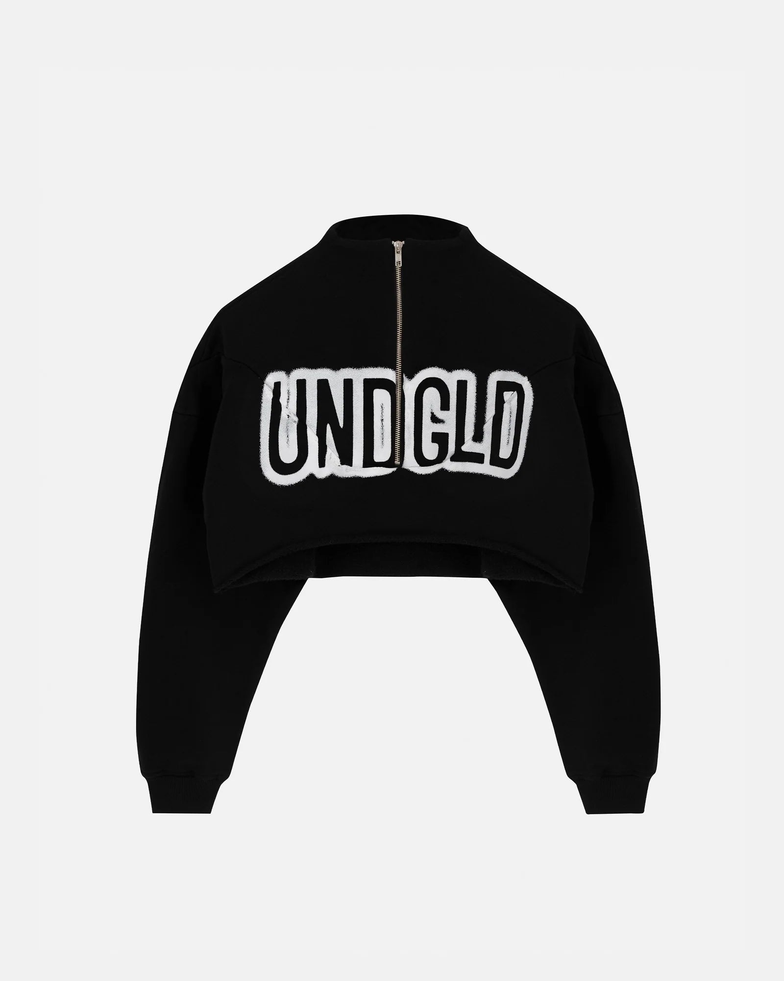 Undergold Cropped Zip Up Crewneck Black