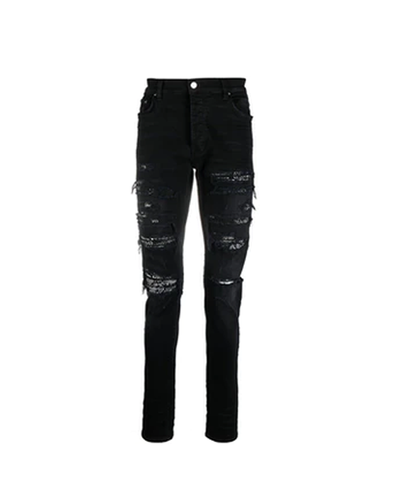 AMIRI Distressed Bandana Slim-Fit Jeans Black